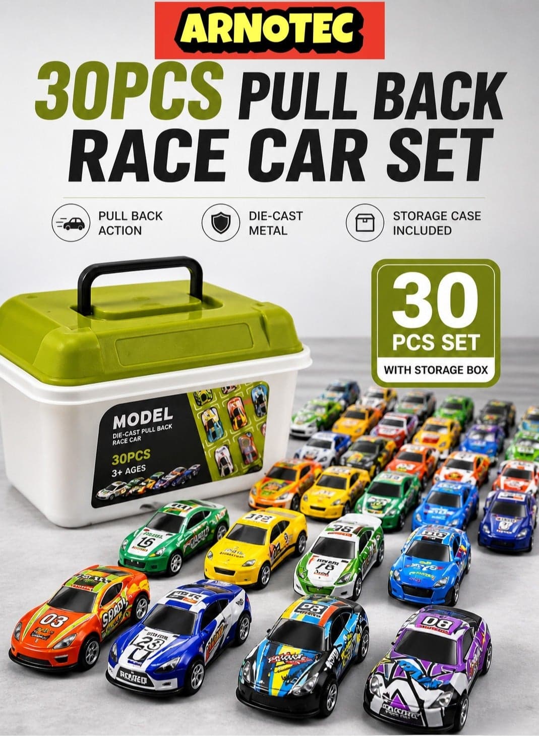 30 Pack Pull Back Toy Cars, Mini Die-Cast Race Cars Vehicles Bulk, Party Favor Cars Toys, Goodie Bag Stuffers, Pinata Fillers, Teacher Treasure Prize Box Toys for Boys Girls Toddlers 2,3,4,5 Years Old