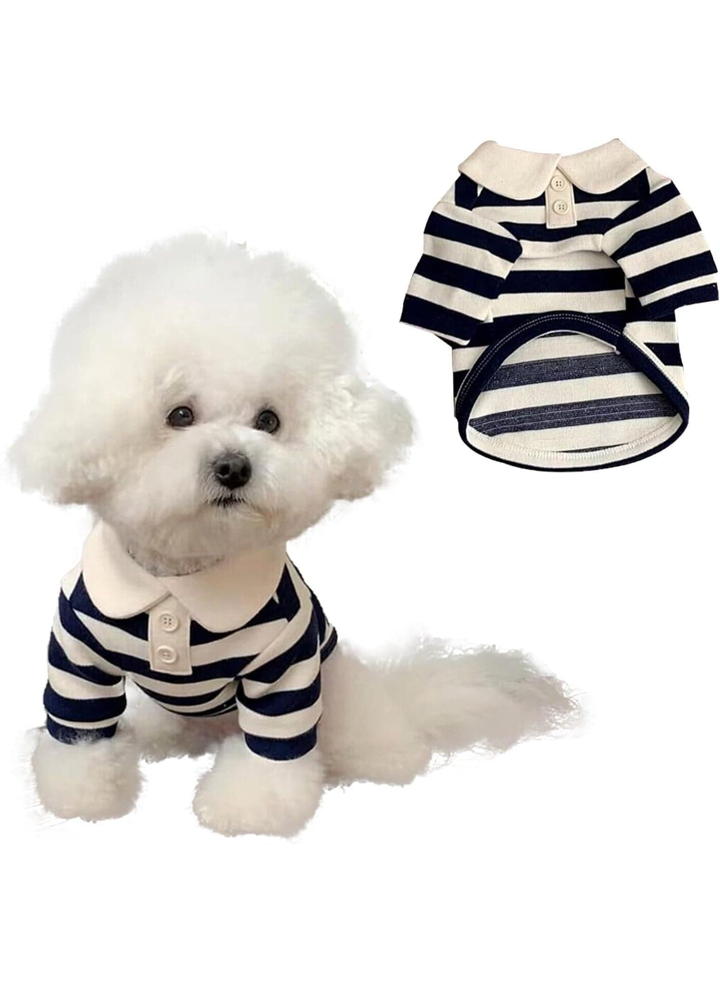 Dog Clothes Cute Polo Shirt, Soft and Breathable Collared T-Shirt, Summer Fall Outfits, for Small Medium Dogs Cat, Great for Doggy and Kitten Photoshoots, Dark Blue (M)