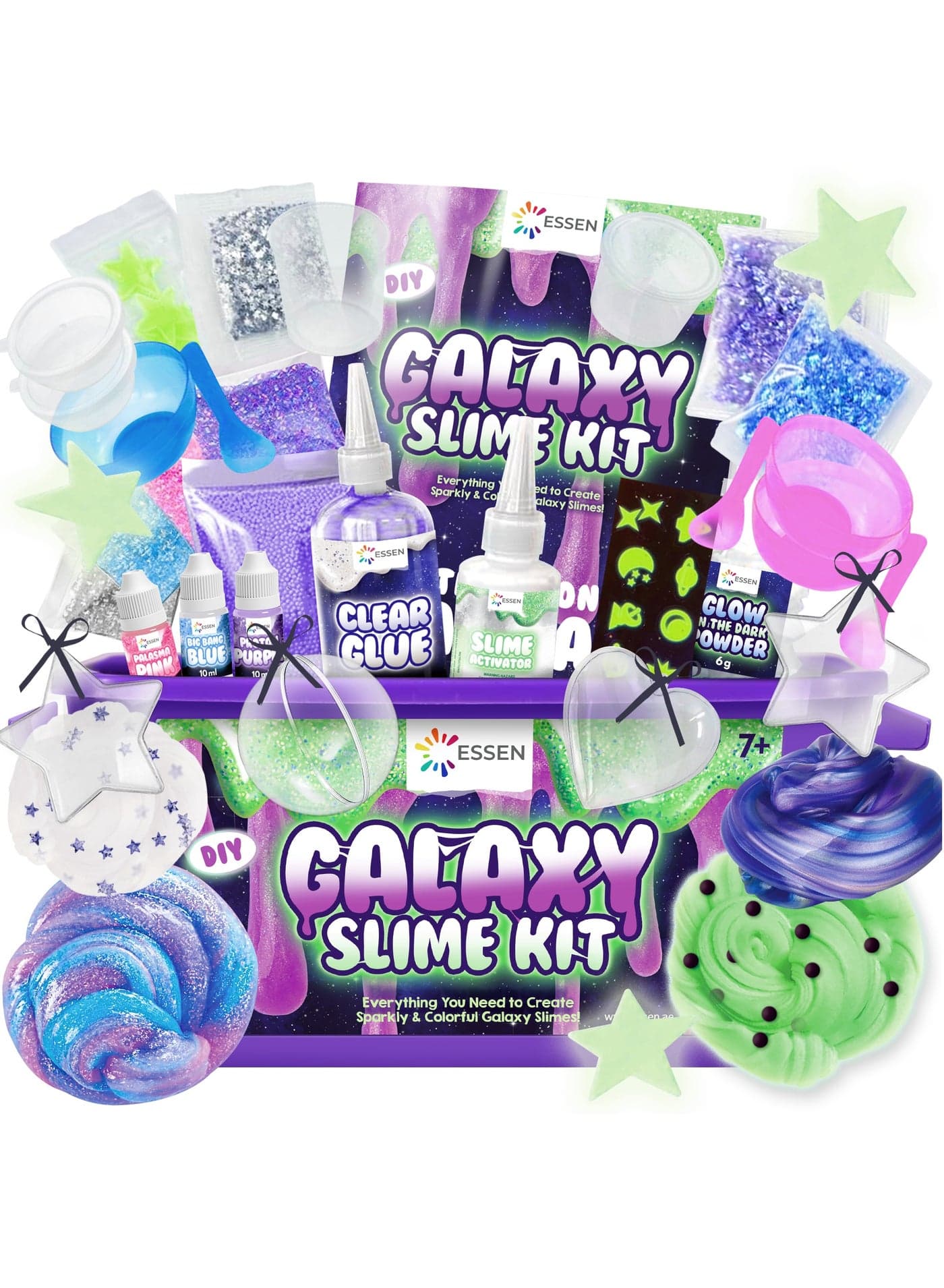 Galaxy Slime Kit Glow in the Dark DIY Slime Making Kit Make Your Own Slime Galaxy Set Toys for Kids Girls Boys Birthday Gift Toy DIY Butter Slime Fluffy Clay Cloud Foam Squish Glitter Arts and Crafts Set with 33 Accessories