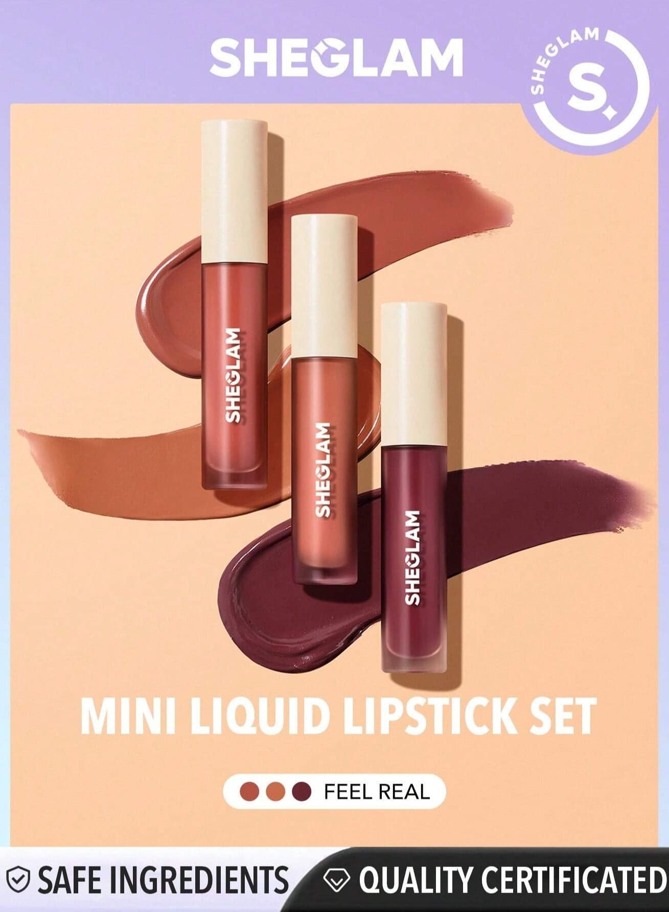 Matte Allure Mini Liquid Lipstick Set of 3, 2.3ml Feel Real