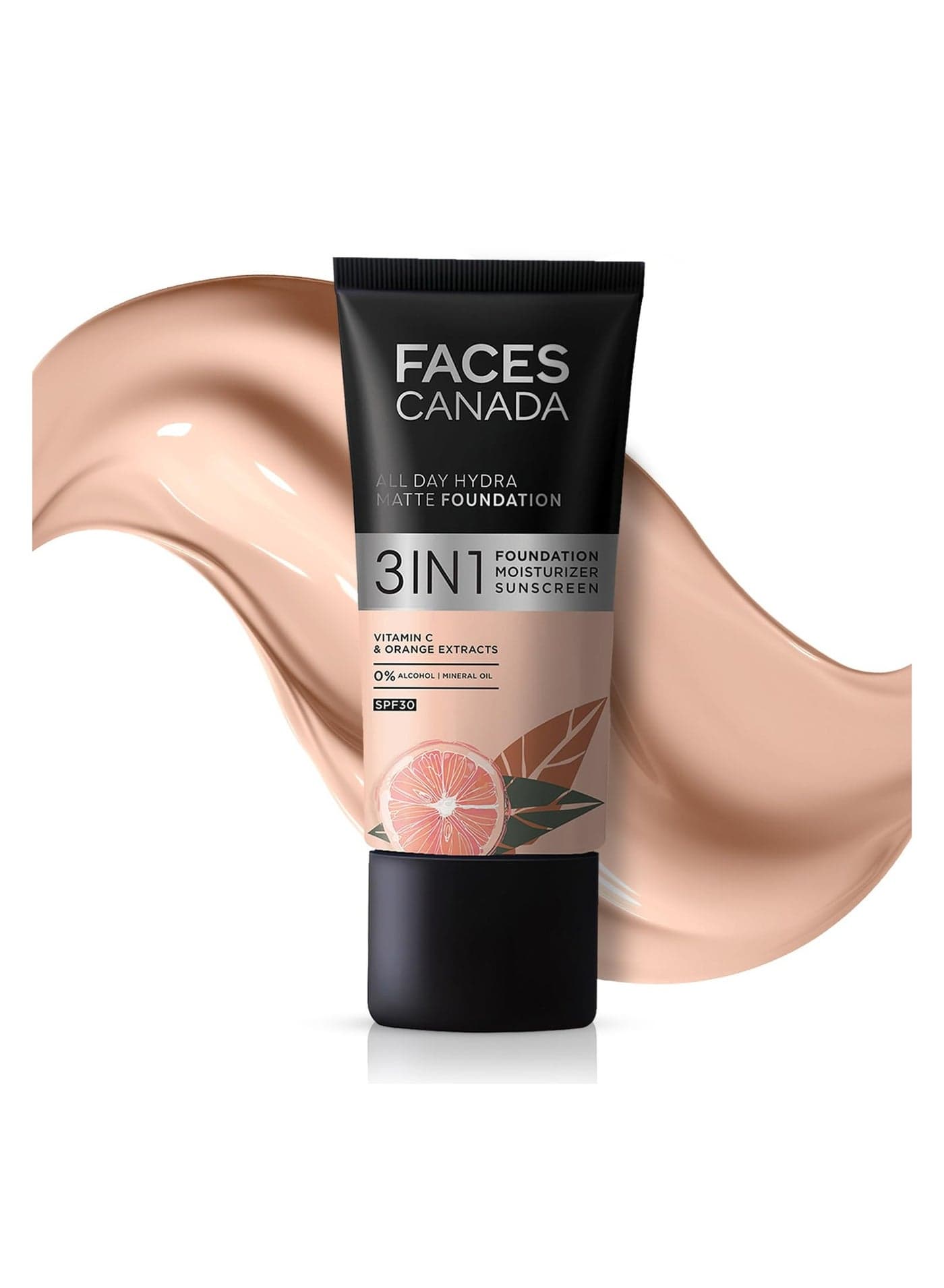 FACESCANADA All Day Hydra Matte Foundation|3-In-1 Foundation + Moisturizer Cream + Spf 30|24 Hr Aloe Hydration&Vitamin C Rose Ivory 011|25Ml,Pack Of 1