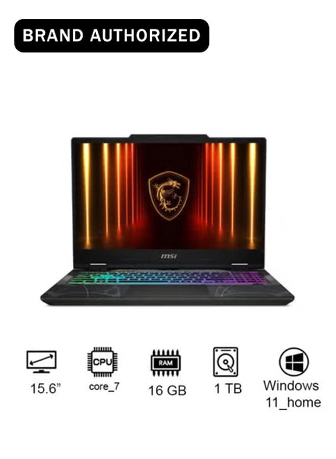 Cyborg Laptop With 15.6-Inch Full HD Display,Core 7 240H Processor/16GB RAM/1TB SSD/NVIDIA® GeForce RTX 5050 Graphics/Windows 11 Home English/Arabic Keyboard Translucent Black