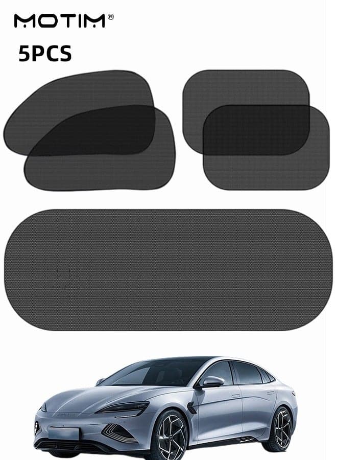 5 Pcs Mesh Sunshade, Car Window Sunshade Privacy Curtains, Suction Cup Car Side Window Sunshade, 100% Blocks UV Rays/Light, Car Front Rear Window Blinds for Breastfeeding, Taking a nap, Changing Clothes, Camping