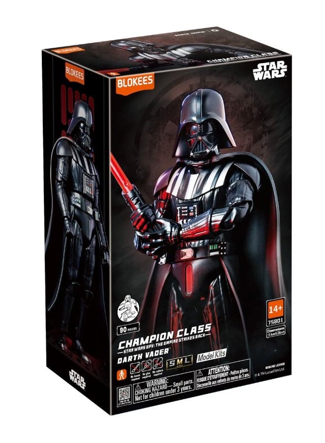 Blokees Star Wars Darth Vader Champion Class Model Kit | Buildable Poseable Action Figure with Lightsaber and Interchangeable Hands | Collectible Toy for Kids Age 14+ and Fans