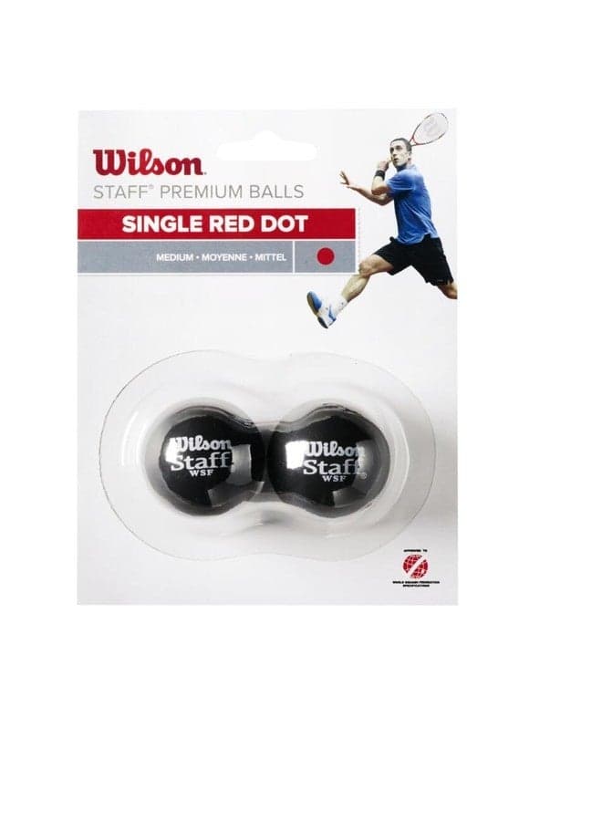 Wilson Staff Squash Balls, Pack of 2 - 1 red dot (beginners)
