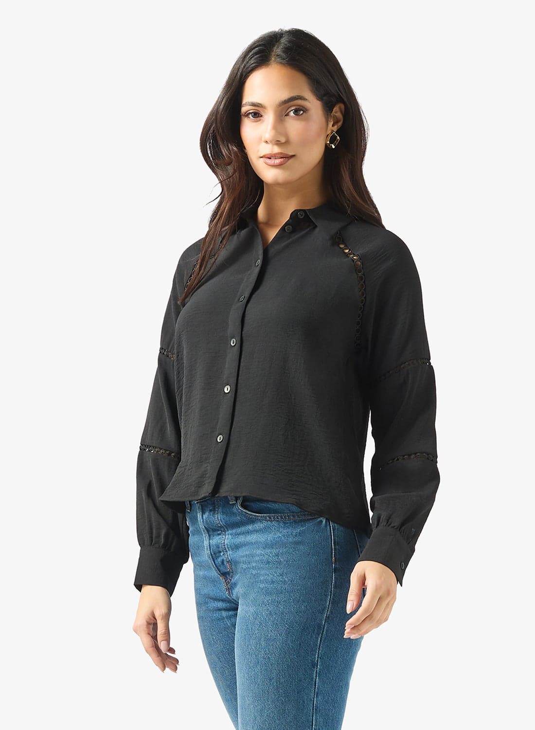 Lace Detailed Woven Shirt