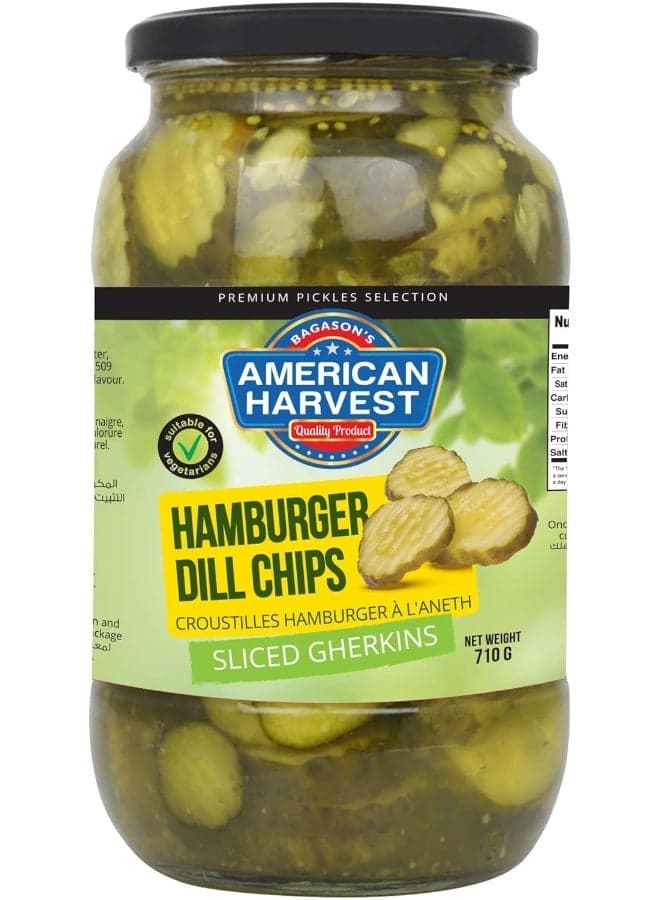 American Harvest Hamburger Dill Chips | Sliced Gherkins | 710 g