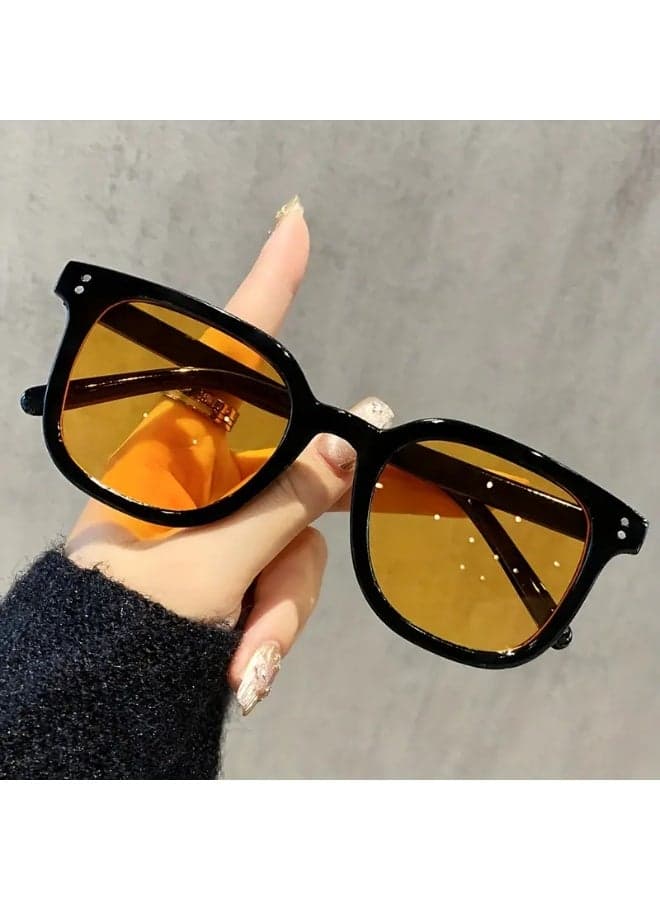 Fashion Frame Glasses, Street Photography Unique Retro Glasses for Men and Women, Suitable for Parties, Music Festivals, Gift Giving (Includes eyeglass case),sunglasses