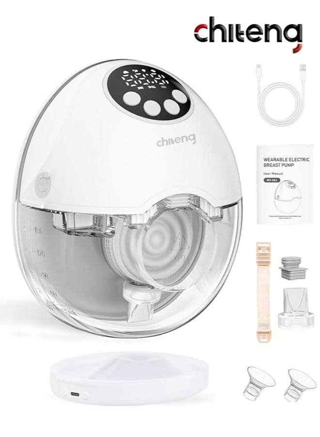 Heated Electric Breast Pump Hands Free, Wearable Breastfeeding Pump with Voice Reminder & Auto-Stop Function, 4 Modes/ 12 Levels Hospital Grade Suction, 1200mAh Long Battery Life