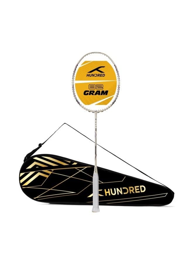 HUNDRED Cult 82 Feather Lite Carbon Fibre Strung Badminton Racket with Full Racket Cover for Intermediate Players (Navy)