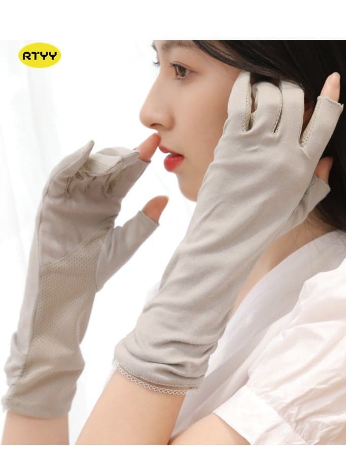 Women's gloves, driving gloves, non-slip sun protection summer UV protection long gloves