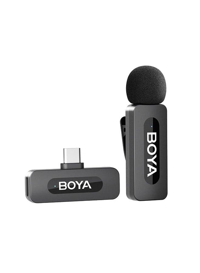 BOYA BY-V10 Wireless Lavalier Lapel Microphone for Android Smartphone Laptop - Omnidirectional USB C Condenser Video Recording Mic for Interview Podcast Vlog