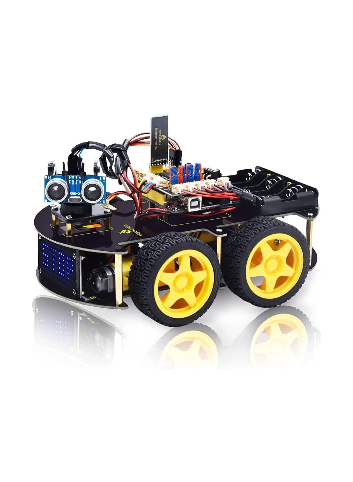 Smart Car Robot Arduino Kit, 4WD Car Programmable DIY Starter Kit for Arduino, Electronics Programming Project-Stem Educational/Science Coding. Robot Toys for Teens Adults 12+