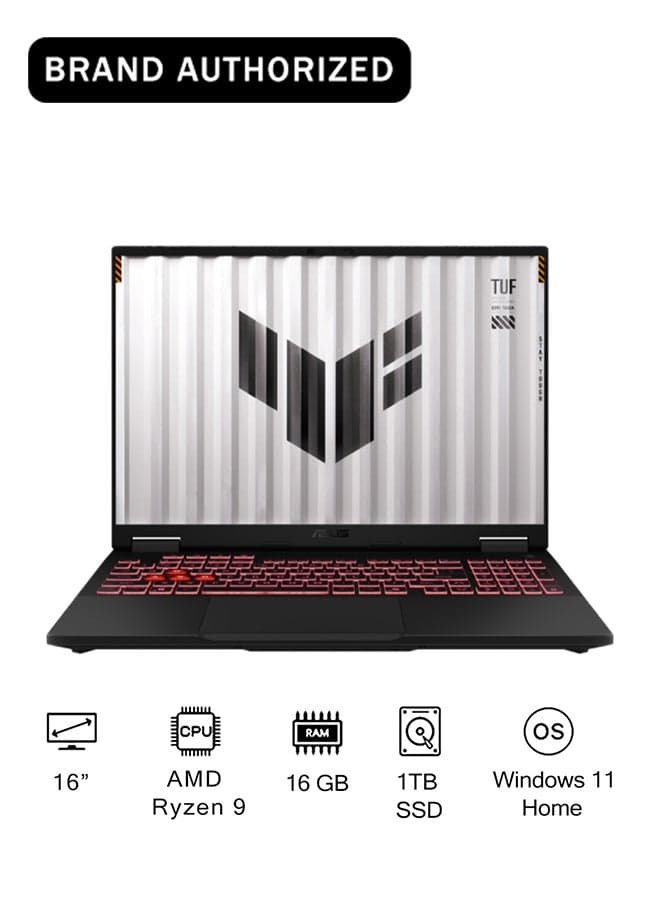TUF A16 Gaming (2025) Laptop With 16 Inch WUXGA (1920x1200) Display 165Hz, AMD Ryzen 9-8940HX Processor/16GB RAM DDR5/1TB SSD/8GB NVIDIA GeForce RTX 5060 Graphics /Windows 11 Home/ English Jaeger Gray