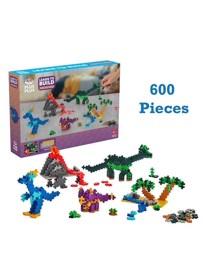 Learn To Build Dinosaurs - 600 Pieces - Creative Play, Building Blocks, Building, Developing Toys For Kids, Stem, Steam, Produced In Denmark