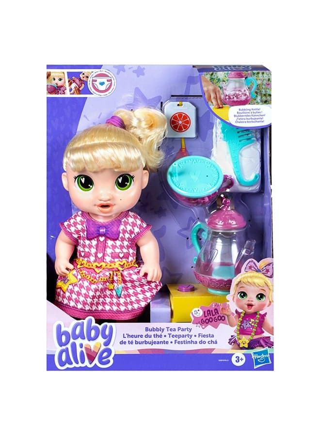 Bubbly Tea Party LaLa GooGoo Doll with Teapot Accessories, Blonde Hair, 11 Inches, Toys for 3 Year Old Girls and Boys & Up