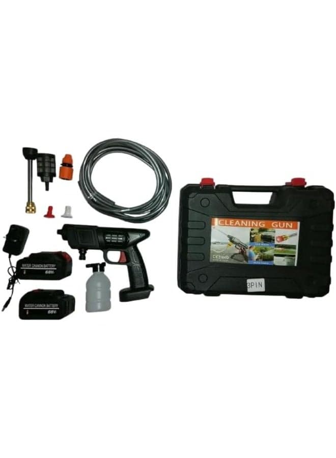 Dual-Battery Cordless Car High-Pressure Washer – Portable Electric Water Jet Cleaner with Long Hose, Multi-Spray Nozzles, Rechargeable Lithium Power System, Lightweight & Ideal for Cars, Floors, Outdoor Areas, Home & Garden Cleaning