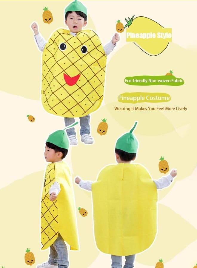 Unisex Halloween Pineapple Costume Dress Set Fruits Costume Suit with Hat for Halloween Cosplay Dress up Party Performance Costumes