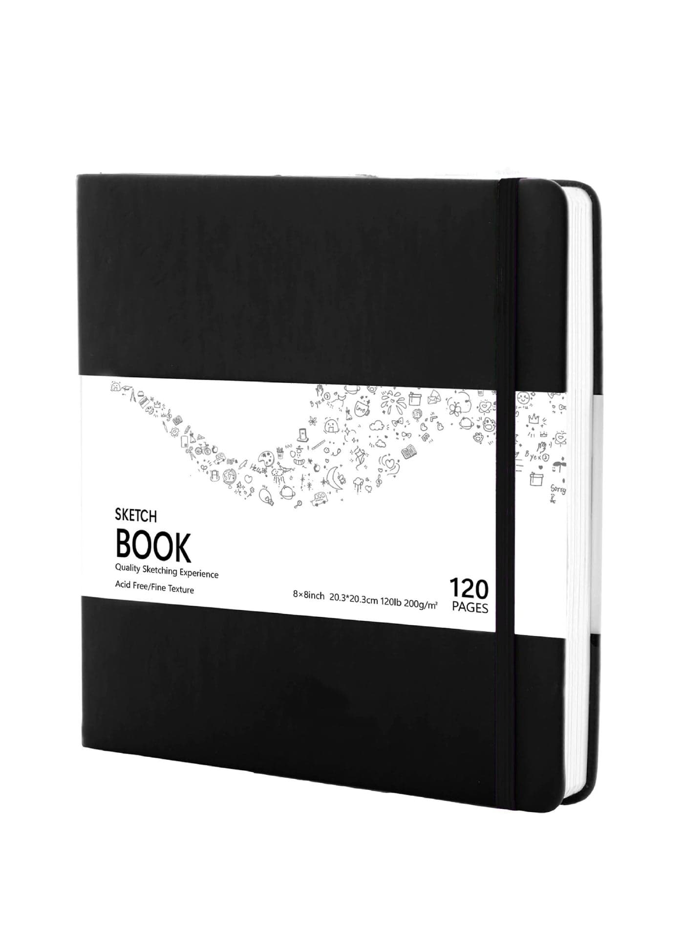 Hardcover Sketch Book 8" x 8", Square Mixed Media Art Sketchbook with 120LB/200GSM Thick Drawing Paper and Perforated Page Design, 120 Pages/60 Sheets Mixed Media Sketch Pad for Charcoal Pencil, Acrylic Marker, Inks Pen, Colored Pencil and Oil Pastel