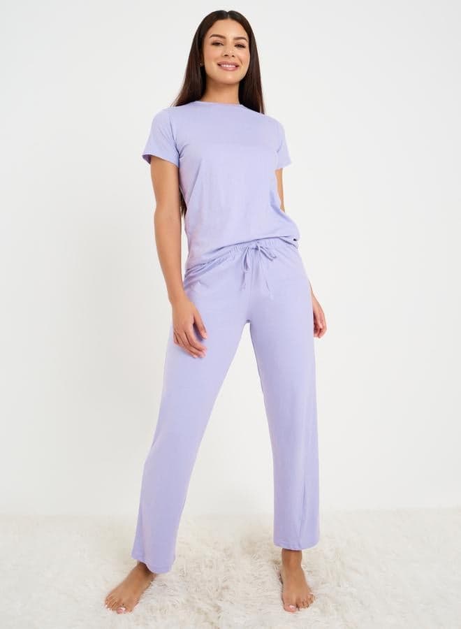 Solid Cotton T-Shirt And Pyjama Set