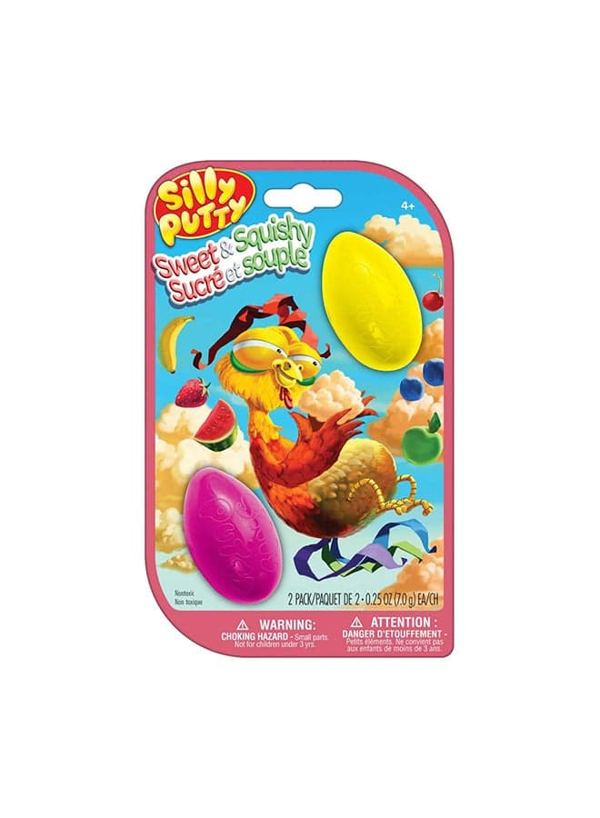 Silly Putty Scented Eggs 2-Pack – Sweet & Squishy Assorted Fruity Scents, Sensory Fidget Toy for Kids Ages 4+, Classic Stretchy Putty, Non-Toxic