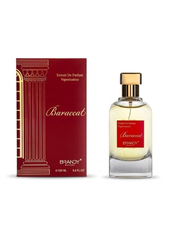 Brandy Designs Baraccat Extrait de Parfum Unisex 100ml | Long Lasting Luxury Amber Woody Perfume with Saffron, Jasmine, Amberwood, Ambergris, Fir Resin & Cedar