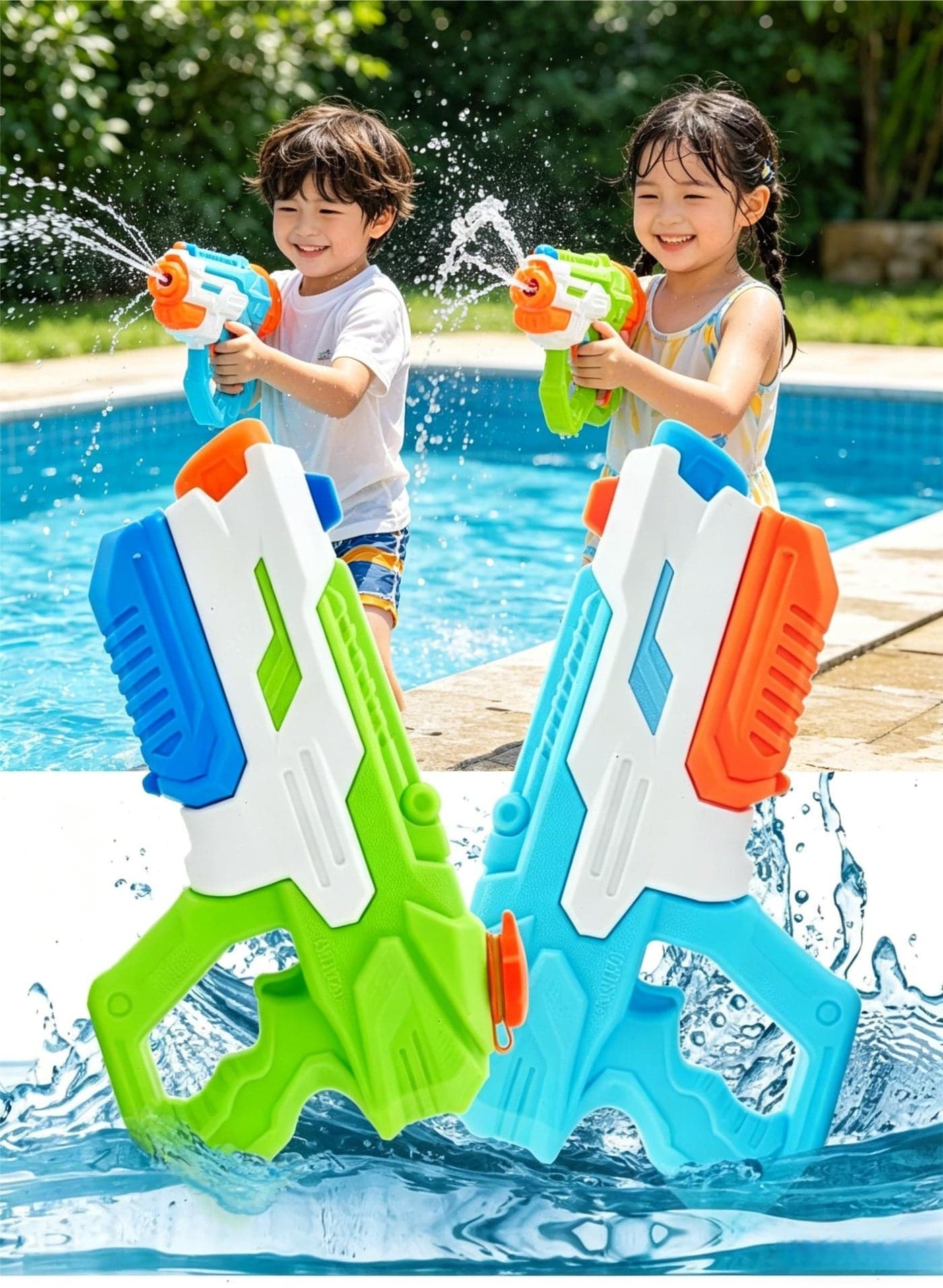 2-Pack Water Guns, 600CC Large Capacity Water Blasters for Kids & Adults, Summer Pool Beach Water Toys