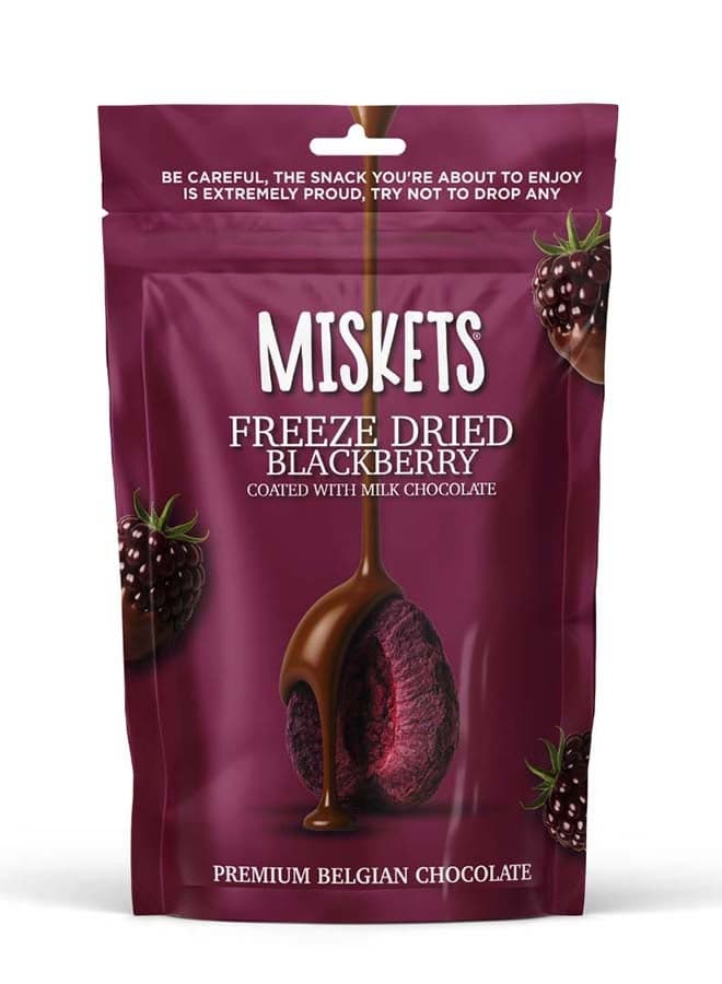 Miskets Belgian Milk Chocolate Coated Freeze Dried Blackberry, 80 gr