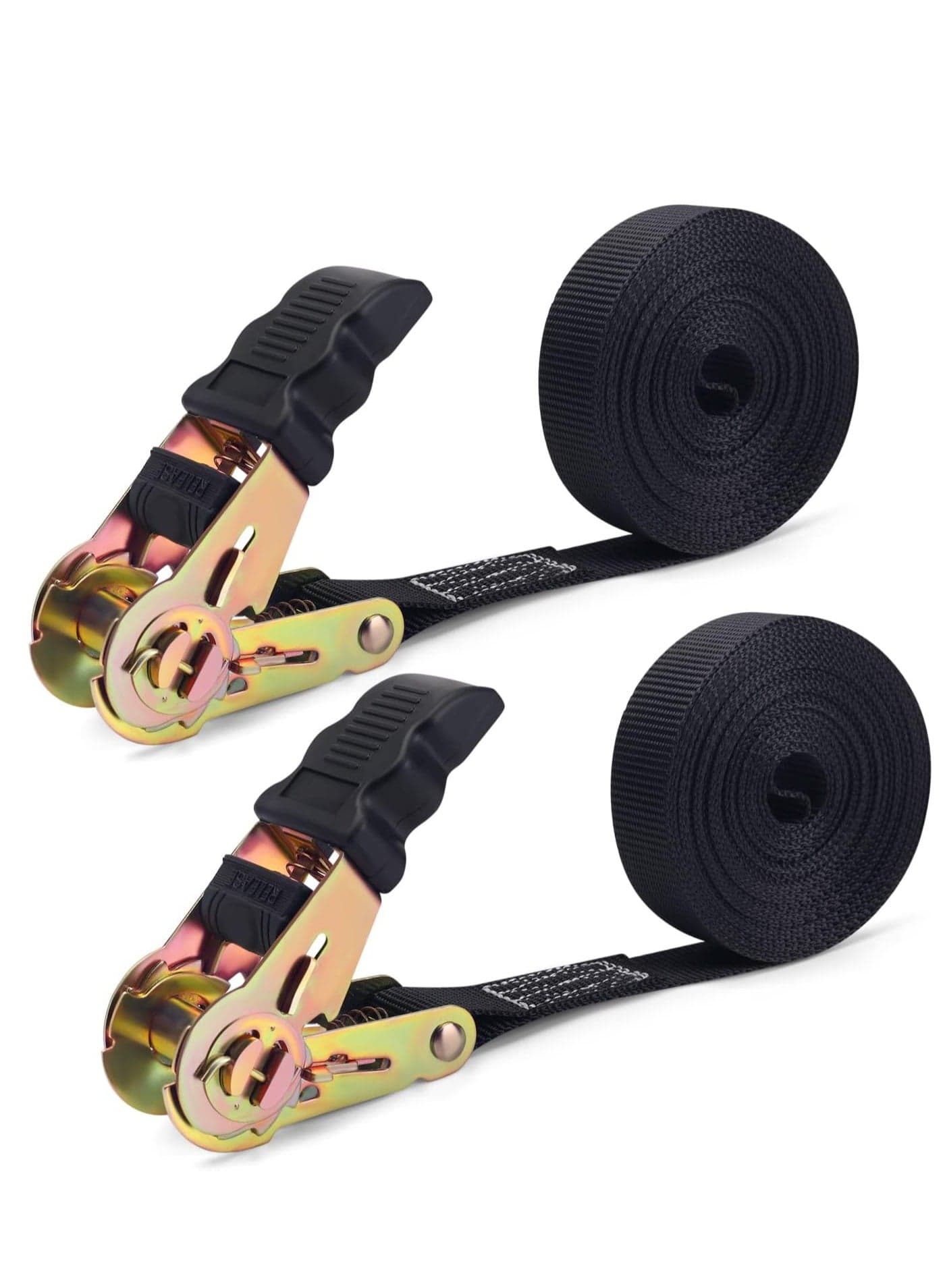 20 FT Ratchet Straps Ratchet Tie Downs Straps 6M 25mm Heavy Duty Tensioning Belts Adjustable Cam Buckles Strap Lashing Straps for Motorcycles Car Trailer Household Black 2 Pack
