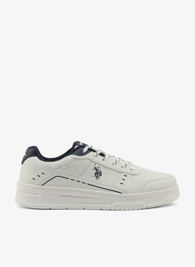 Men's White Low-Top Sneaker - Lightweight Stylish Lace-Up Design with Comfort Cushioned Sole for Everyday Wear