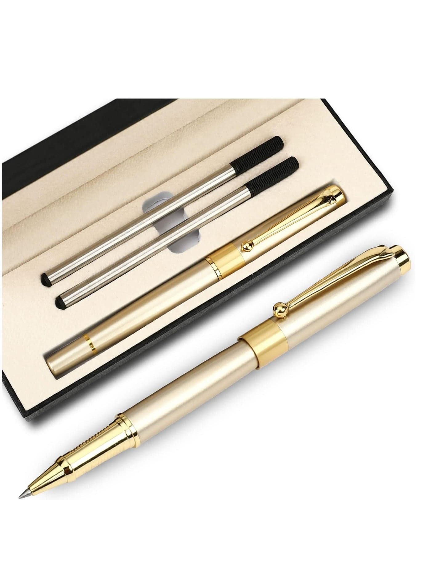 Ballpoint Pen Black Refill,Luxury Ballpoint Line width 0.5mm,Best Ball Pen Gift Set for Men & Women Professional Executive,Office,Nice BallPens Classy Gift Box (Gold)
