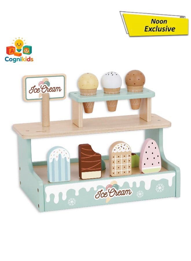 Ice Cream Shop Playset – Pretend Play Toy with Colorful Ice Cream Cones & Scoops – Kids Role Play Sweet Treats for Ages 3+