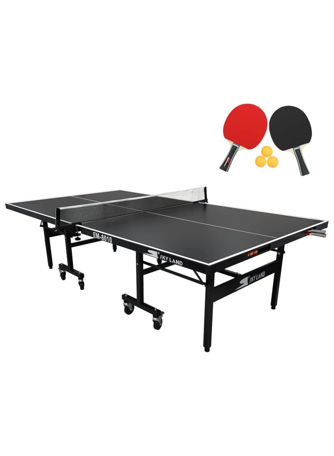 Outdoor Table Tennis Table | Foldable 9x5 FT Ping Pong Table | Waterproof Aluminum Composite Panels | Professional Indoor & Outdoor TT Table | Easy Storage & Movable Wheels | EM-8010