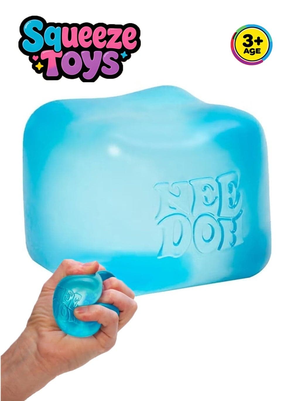 Sensory Squishy Toy NeeDoh Nice Cube Stress Relief Squishies Soft & Stretchy Fidget Toys for Anxiety with Super Solid Squish Squeeze Ball Gift for Adults, Kids, Boys and Girls- 2.25" Cube (Blue)