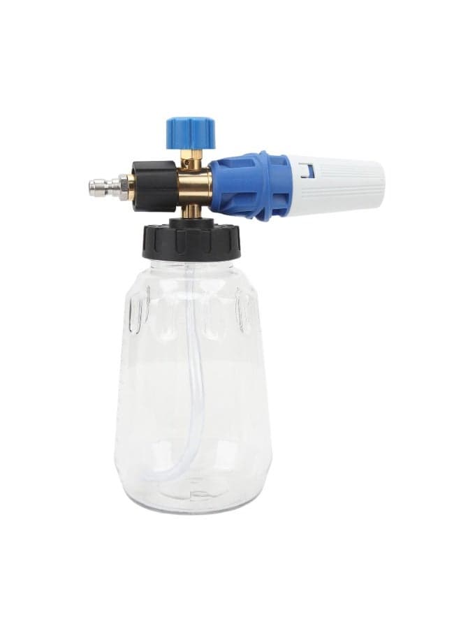 Foam Cannon, 4000psi Pressure Washer Foam Cannon with 1/4 Inch Quick Connect, Fan Shaped, Cylindrical 2 Spray Patternm, Transparent Bottle Heavy Duty Soap Cannon for Car Washing