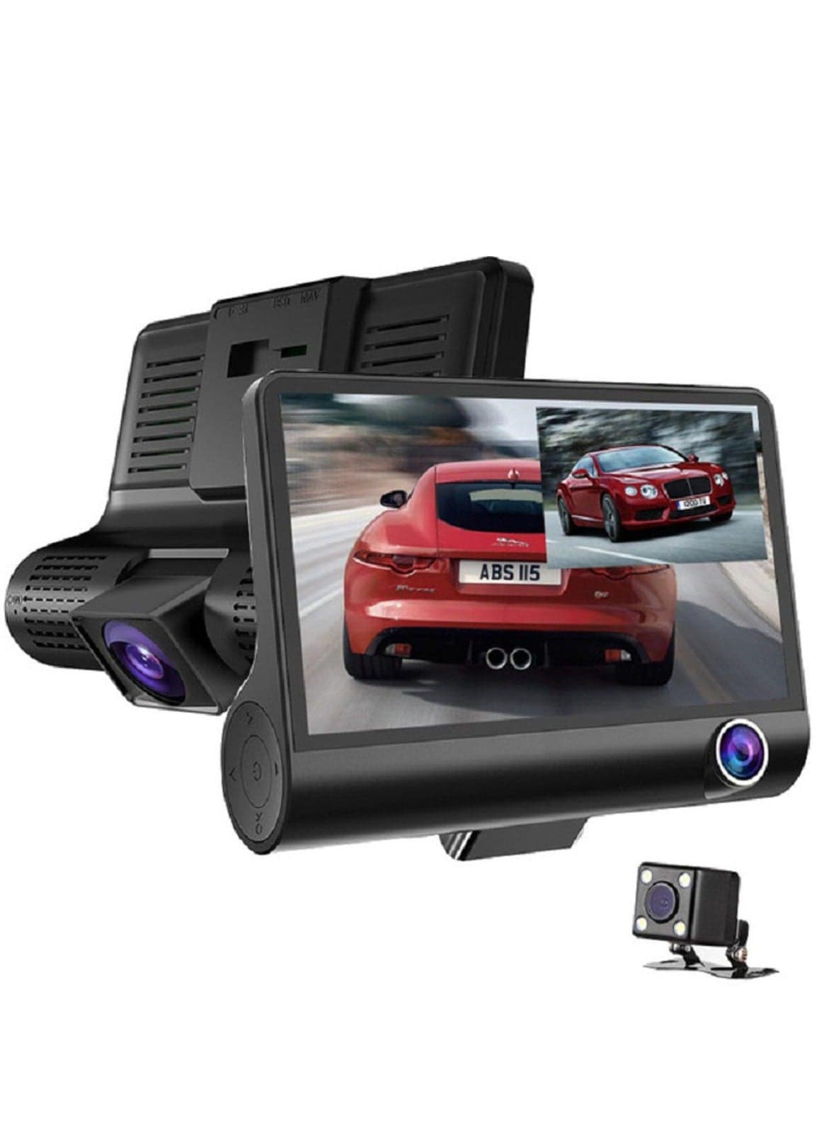 Car Dvr Camera 3 Lens 4In Video Recorder Dash Cam Front Rearview Touch Screen