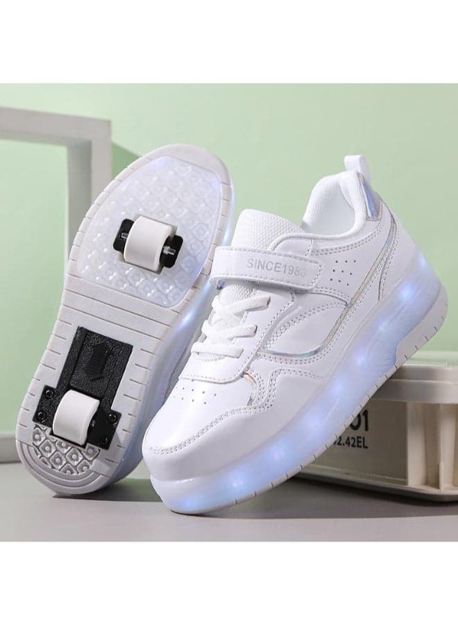 Kids Roller Skates Shoes USB Charging Led Light Up Shoes Skates Shoes for Kids, Medium