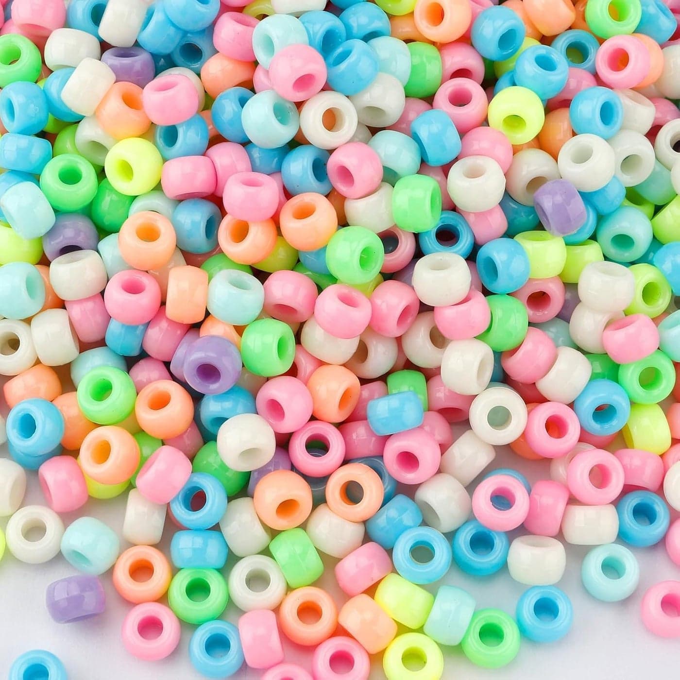 1000 PCS Pastel Mix Acrylic Pony Beads with Large Hole for Jewelry & Bracelet Making, DIY Crafts, Necklaces & Hair Beads – Bulk Beads Set for Kids & Adults (6x9mm)