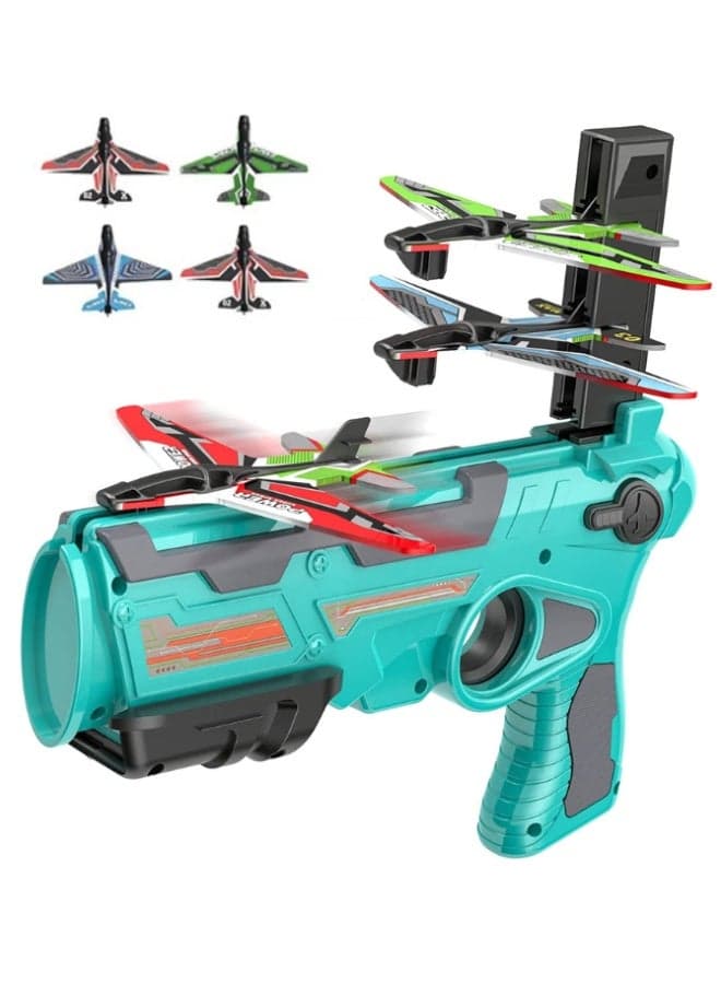 Air Battle Plane Launcher Gun Toy with 4 Foam Gliders – One-Click Ejection Catapult Airplane Shooting Game for Kids Boys & Girls – 2 Flight Modes, Safe Foam Design, Outdoor Flying Toy for Fun & Learning