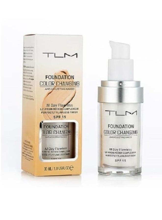 TLM Colour Changing Foundation 30ml | Flawless Color Changing Liquid Makeup Base | Moisturizing, Non-Greasy, Long Lasting | SPF15 Sunscreen for Women & Girls