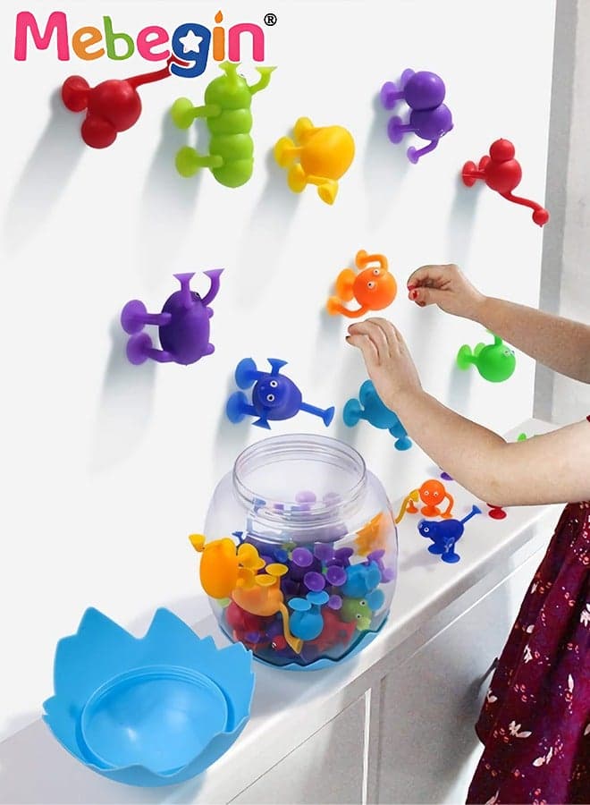 36PCS Animal Shape Soft Silicone Suction Cup Toys, Colorful Sensory Toys with Eggshell Shape Organizer, Stress Release Toy, Creative Baby Bath Toys, Fun Fidget Toys, Parent-Child Interactive Game