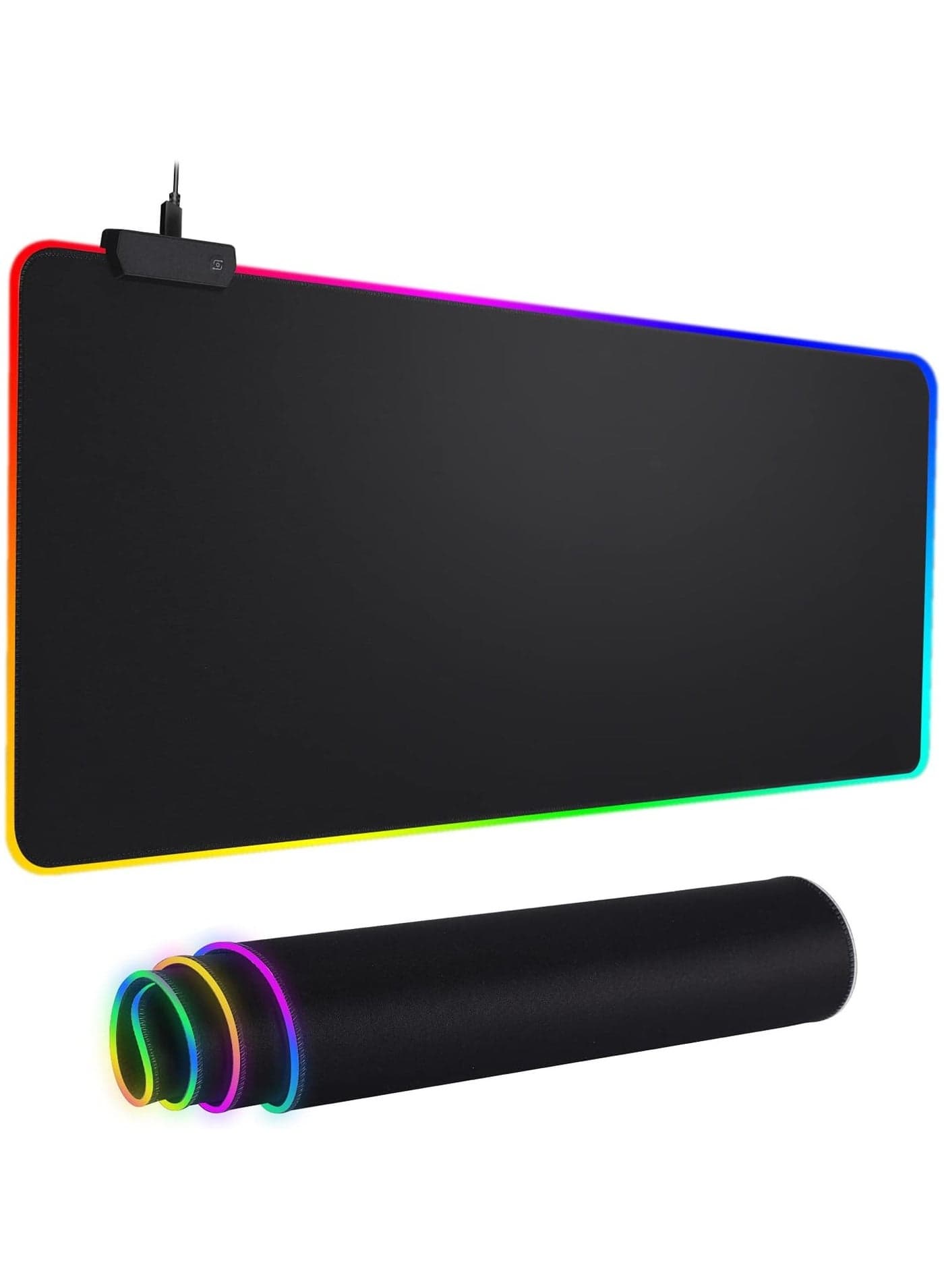 RGB Gaming Mouse Pad, LED and Large Mouse Pad, 14 Light Modes Oversized Mouse Pad Non-Slip Rubber Base Computer Keyboard Pad for Gaming, Laptop, Desktop