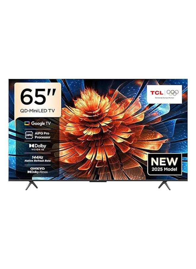 TCL Television 65 Inch Smart TV 4K QD-Mini LED Colorful Quantum Crystal HDR 10+ Gaming Google TV, 144Hz Native Refresh Rate, ONKYO 2.1 Hi-Fi, Dolby Atmos, AI Mode, 65Q6C (2025 Model) 65Q6C black