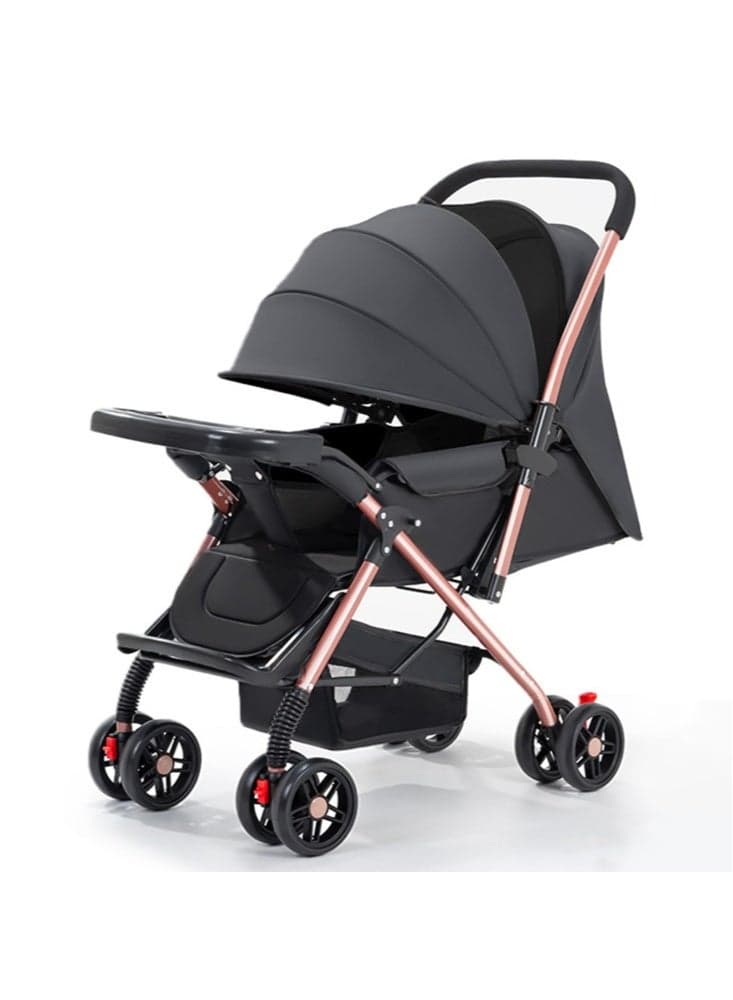 Baby Stroller for toddlers 0-3 years,One-click Foldable Lightweight Infant Travel Stroller With Storage Basket,Multi-Postion Reclining Seat, Black