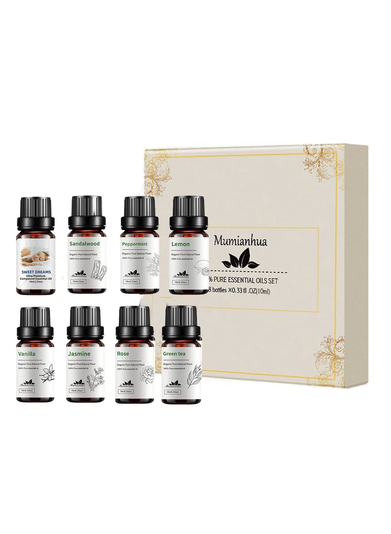 8 Pieces Essential Oils Set Concentrated Aroma Fragrance Oil Set Aromatherapy For Home Office Car Bathroom Aroma Oils Package Aroma Diffuser Flower and Herbaceous Aroma