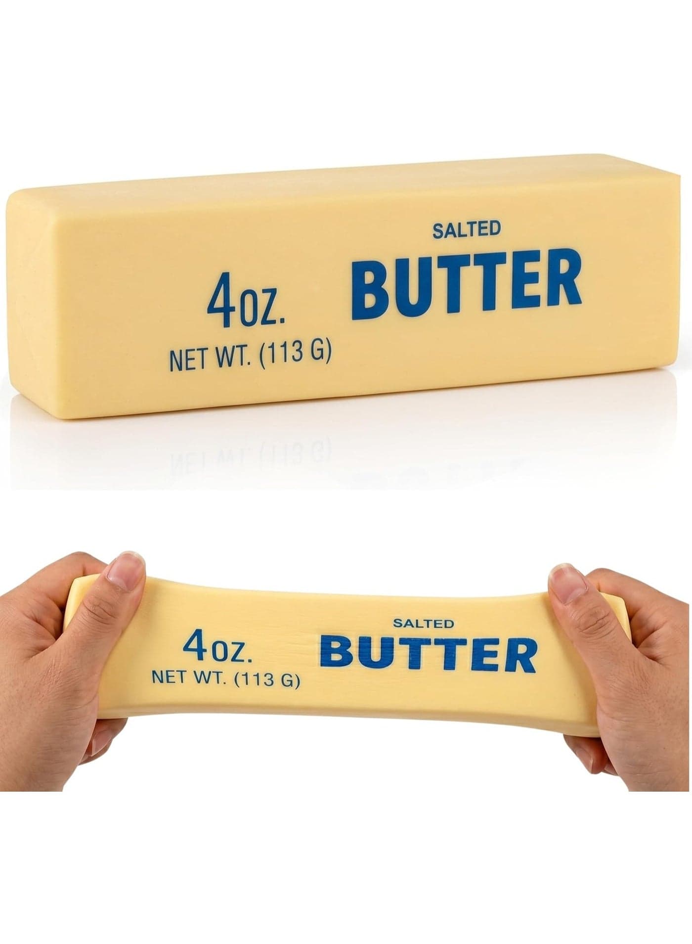 Butter Squishy Toy, Realistic Slow-Rise Salted Butter Stick Stress Reliever, Soft TPR Squeeze Sensory Fidget for Kids & Adults, Funny Prank Gag Gift, 4oz Size – 1 Piece