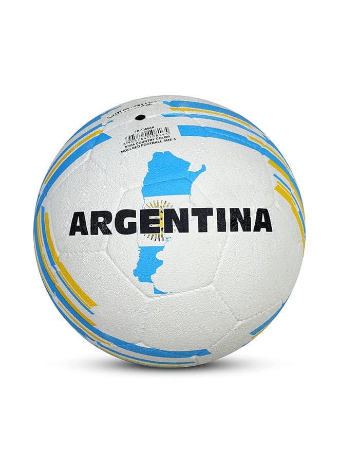 Country Colour Argentina Football | Size 5 | Machine Stitched | Rubberized Moulded | 12 Panel | Waterproof | Soccer Ball