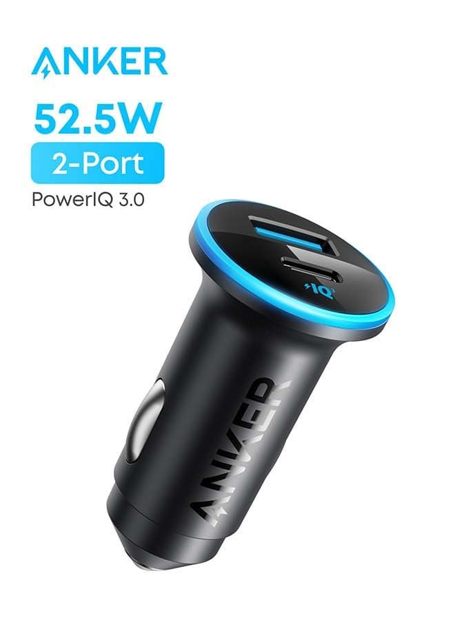 USB C Car Charger Adapter, 52.5W Cigarette Lighter USB Charger, 323 Car Charger with 30W PowerIQ 3.0 Fast Charging for iPhone 17/16 Series, Samsung, Huawei, Xiaomi, Redmi, Vivo, Oppo Black