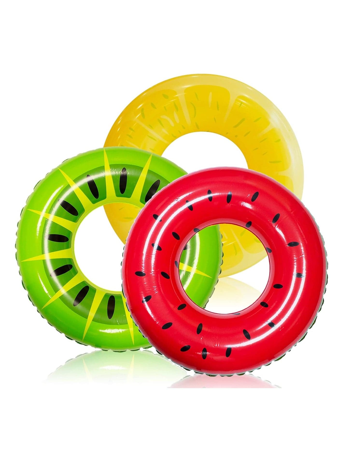 3 Pack Inflatable Pool Floats for Kids Adults, Swim Tube Pool Rings Swimming Rings Floaties for Swimming Pool Party Decorations (Fruit/Donut/Tropical)