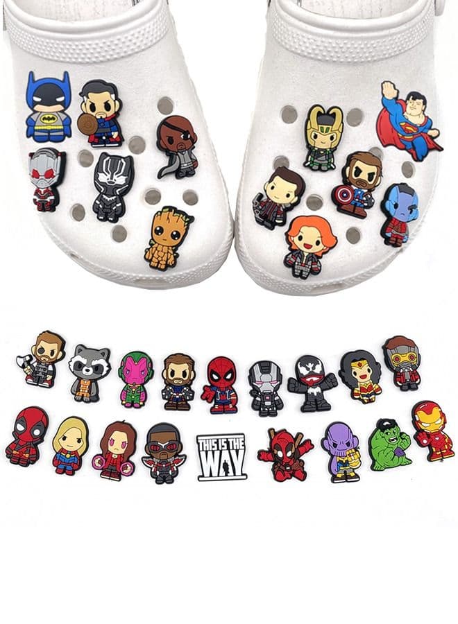 30-Piece Crocs Shoe Decoration Charms, Cartoon Heroes Series Charms Shoes Charm for Crocs Hole Hole Shoe, for Kids Boys Girls Men Women Party Favor